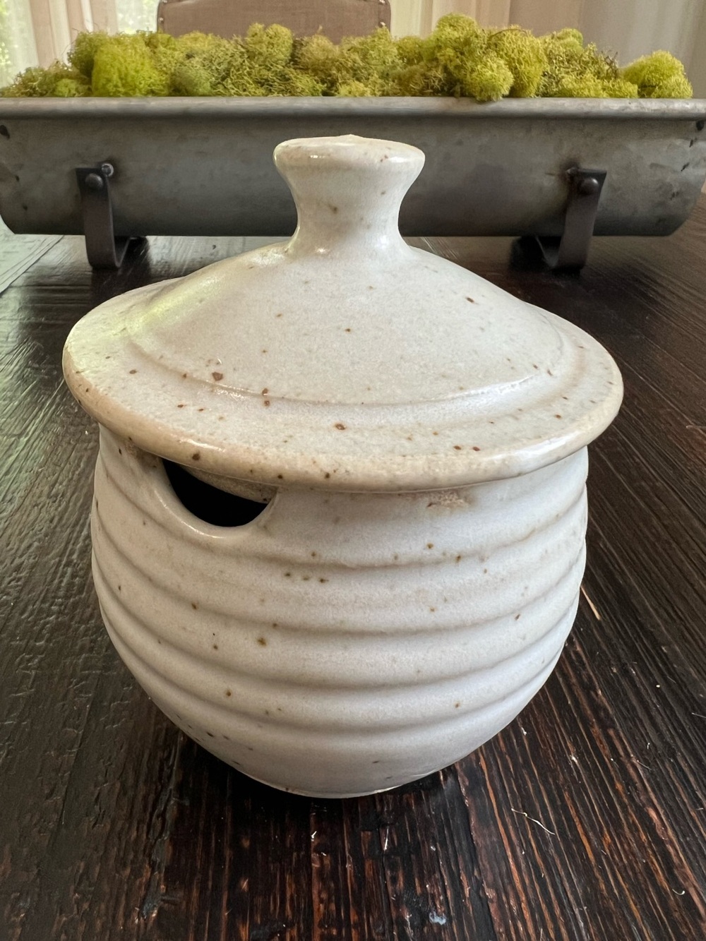 Studio Art Pottery Jam Jar Honey Pot Lid Farmhouse Country Rustic Signed Canada